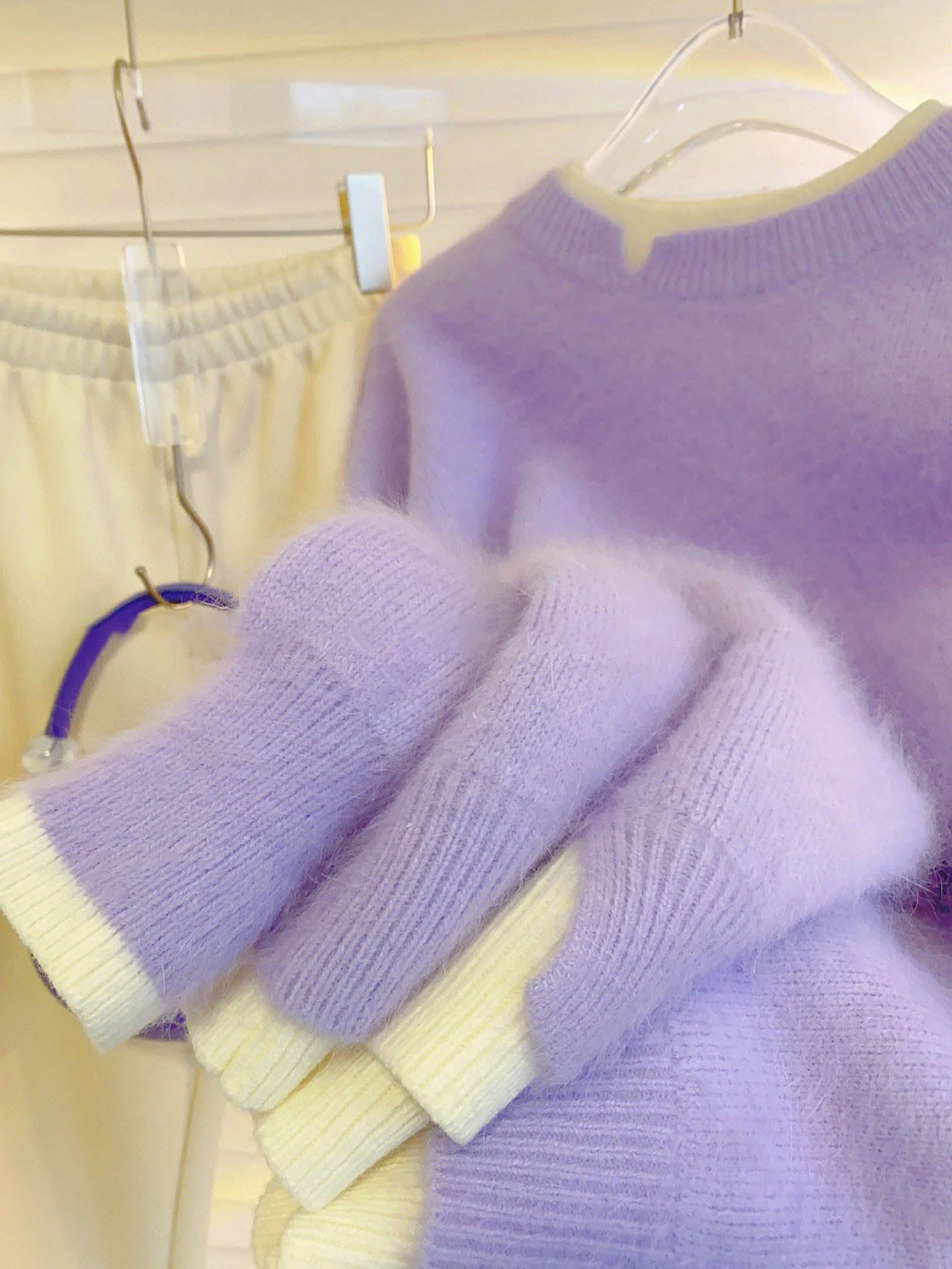 

Trendy Lazy Sle Long Sve Knitted Sweater Color Blo Design Fake Two-Piece Top Warm And Soft Korean Loose Fit Women's Sw...