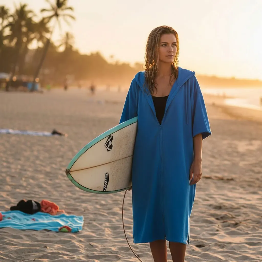 

Пляжное полотенце-накидка для женщин: халат для серфинга, дайвинга, впитывающий воду, не оставляющий волос, теплый