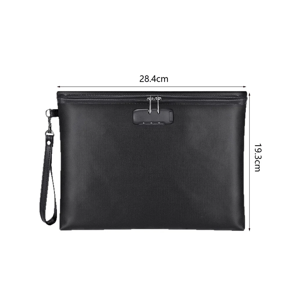 Waterproof Document Organizer Waterproof Fireproof Storage Pouch Password Lock File Bag Zipper Closure A4 Document Bag For Home