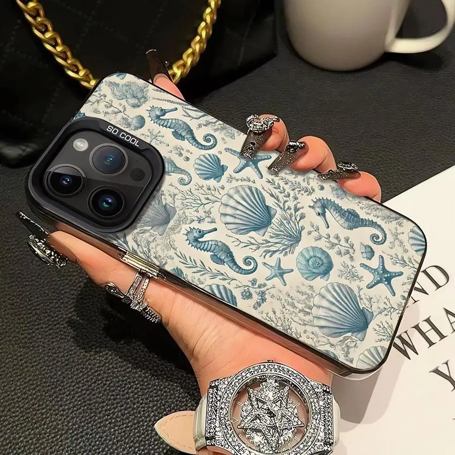 Marine Organism Shell Case for iPhone 11 12 13 Pro Max 16e 17 Air 14 15 16 Plus Soft Cover