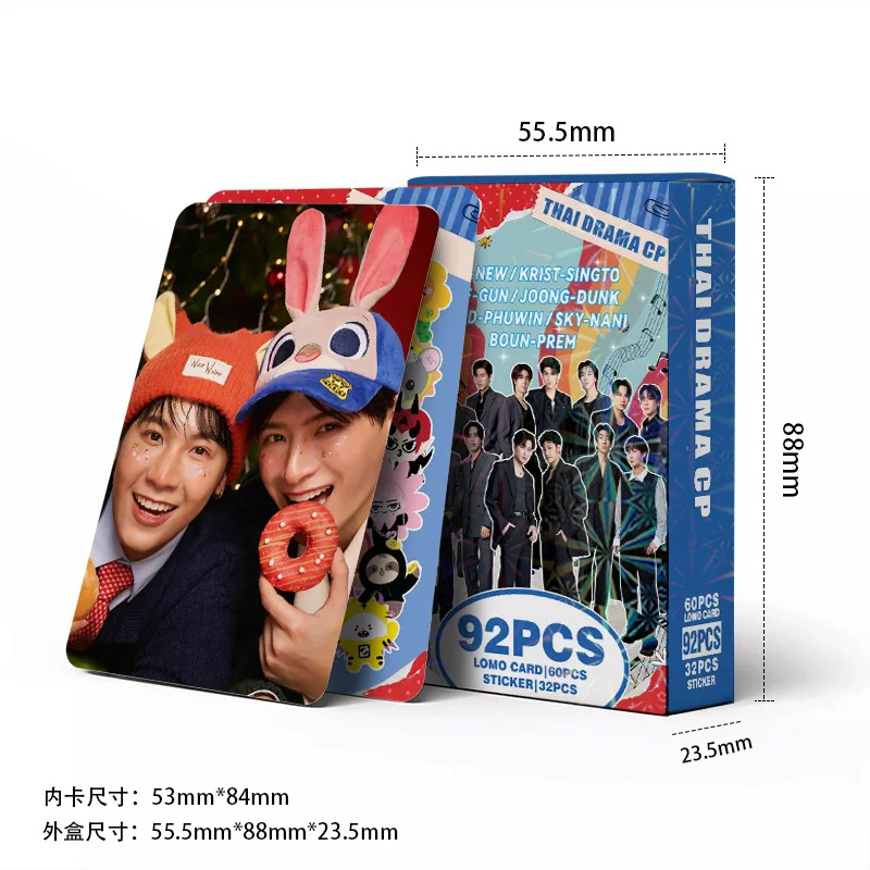 92PCS GMMTV Thai BL CP Photocards Set HD Printed Celebrity Lomo Cards with Stickers for Fans Collection Gift image 3