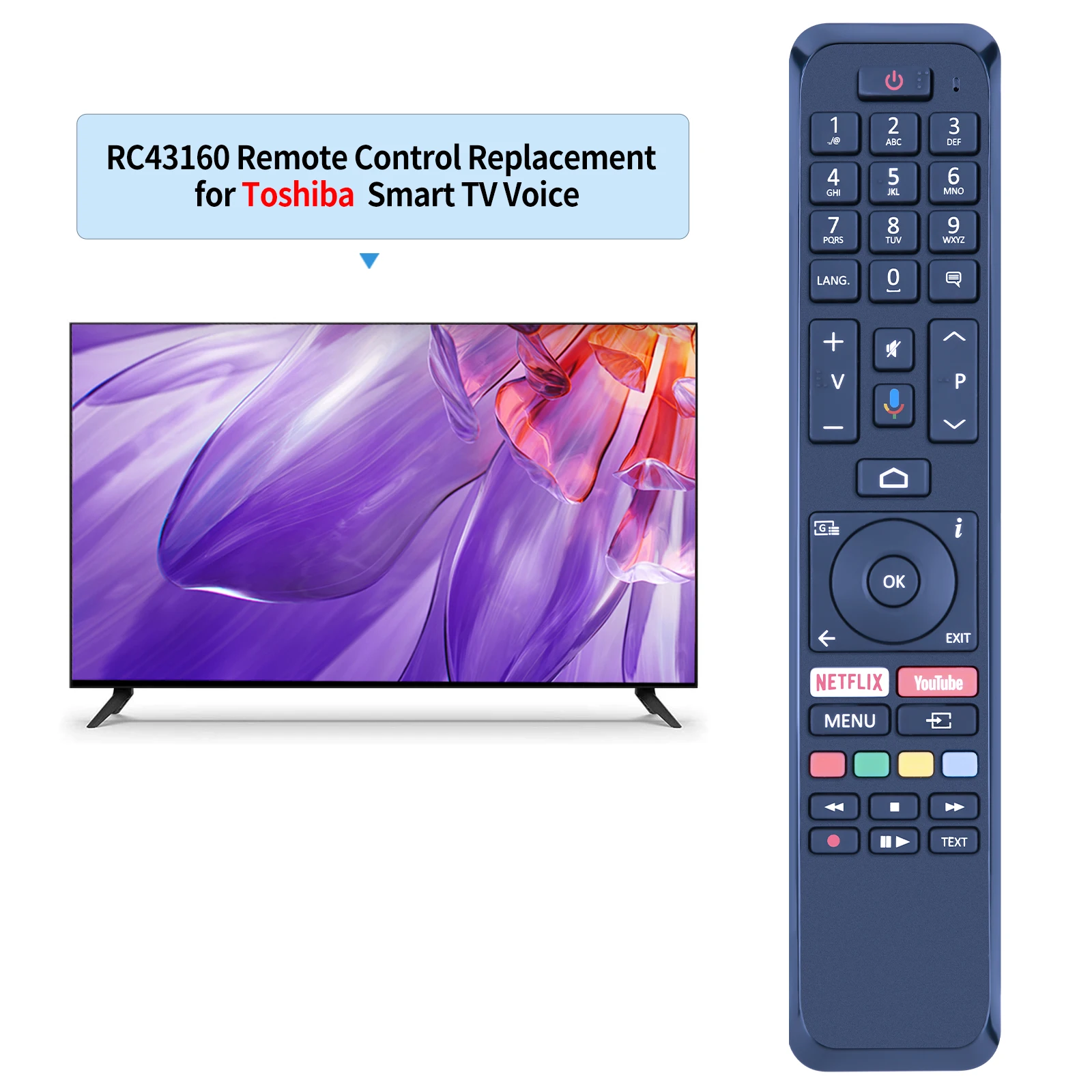 Remote control RC43160 for JVC Hitachi Toshiba Techwood TV LT43VA6955 LT55XX LT50VA6900P LT55VA6900