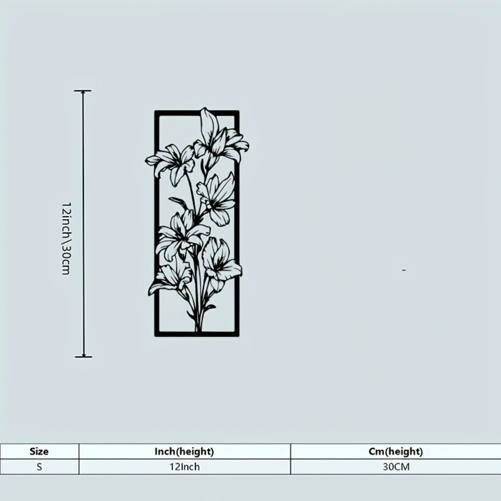 Vintage Lily Flower Metal Wall Art Retro Iron Mural Weather-Resistant Indoor Outdoor Decor