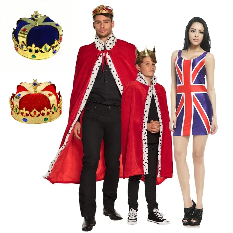 Vestido de fantasía de la coronación de los reyes para adultos y niños, disfraz de Cosplay de Mascarada, capa roja, actuación de fiesta, ropa de