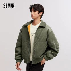 Semir Cotton Jacket Men Corduroy Texture 2024 Winter New Pilot Jacket Thick Oversize Cotton Jacket