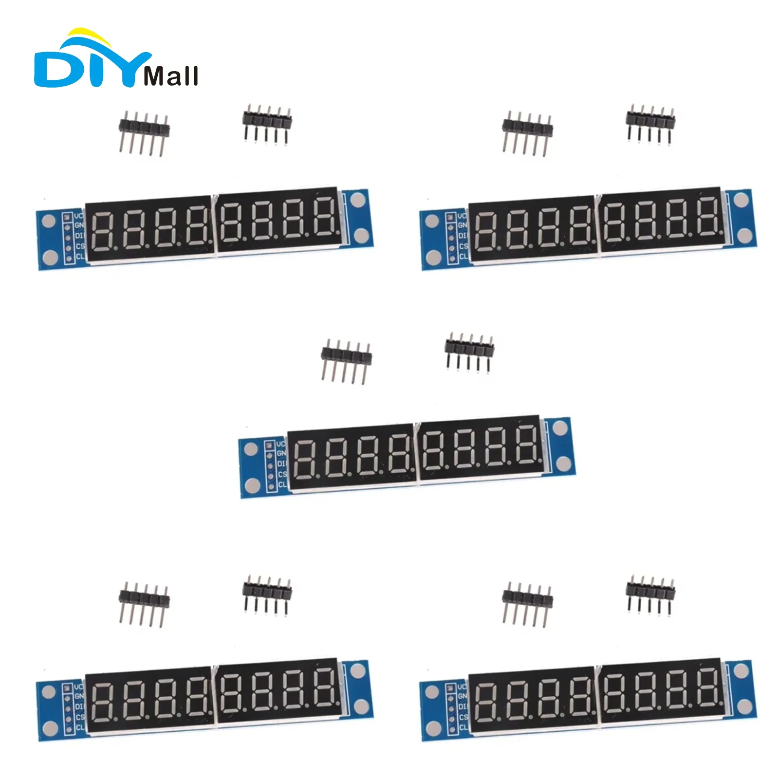 DIYmall MAX7219 8-Digit LED Display Control Module Red for Arduino/Raspberry Pi with 5Pcs