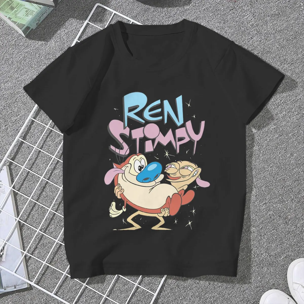 Game Ren And Stimpy Together T Shirt Harajuku Homme Women's Polyester Tshirt O-Neck