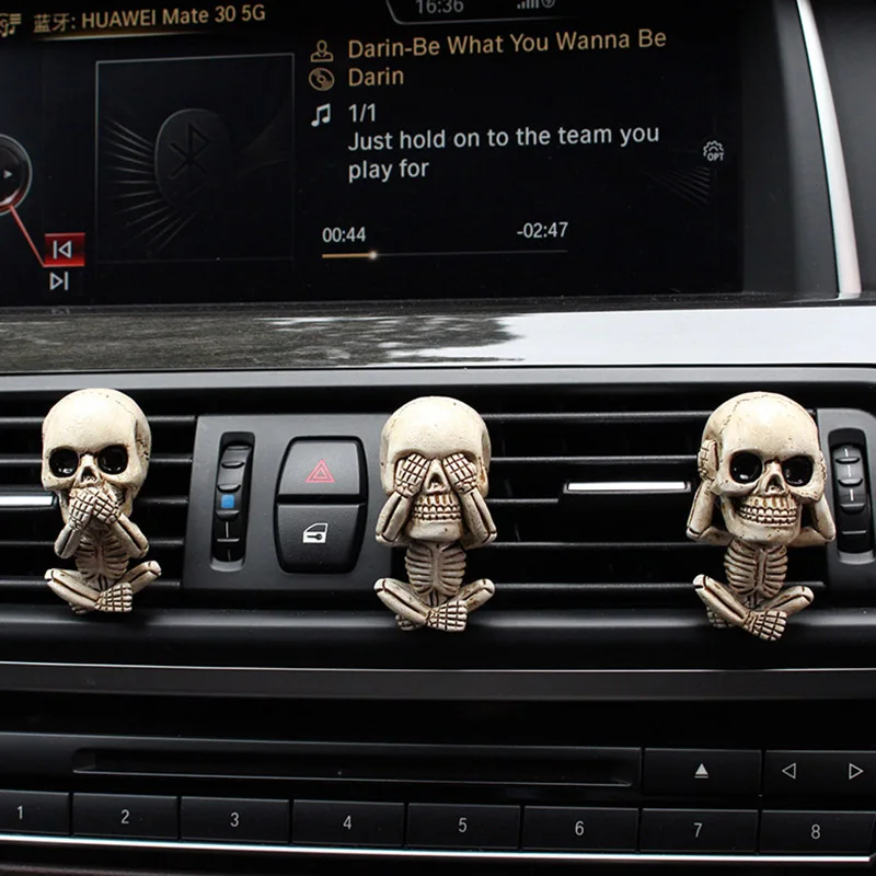 3pcs Bone Skull Ghost Car Air Freshener Vent Clip Human Body Skeleton Aromatherapy Resin Car Perfume Diffuser Car Smell Diffuser