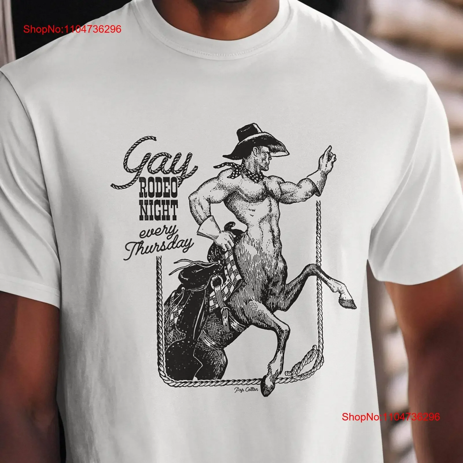 

Vintage Gay Rodeo Night Sexy Centaur Cowboy Pop Cotton T Shirt vintage Washed Breathable Comfortable graphic Slightly