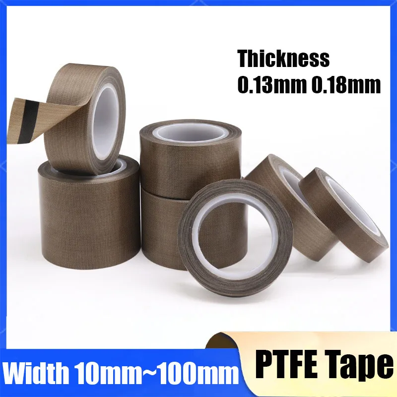 10M Thickness 0.13mm 0.18mm  Width 10mm~100mm PTFE Tape Adhesive Cloth Insulated Vacuum High Temperature Resistant Sealing