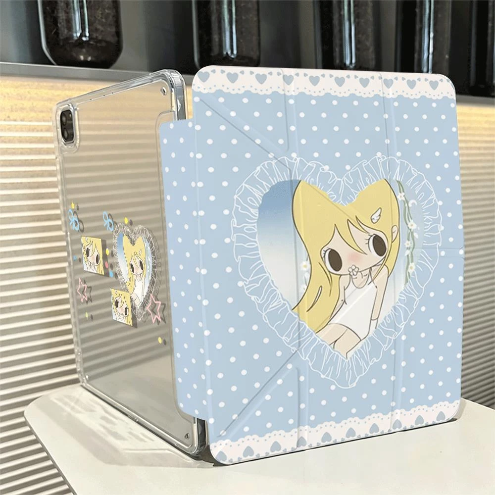 Blue Angel GNew Tablet Case For iPad Pro 11 12.9in 13 15 M1 M3 M4 9.7 10.2 5/6th 7/8/9 10 11th MINI Air 5 6 7 Trifold Case