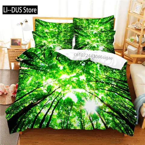 Green Forest Bedding Set Duvet Cover Set 3d Bedding Digital Printing Queen Size Bedding Set Fashion Design