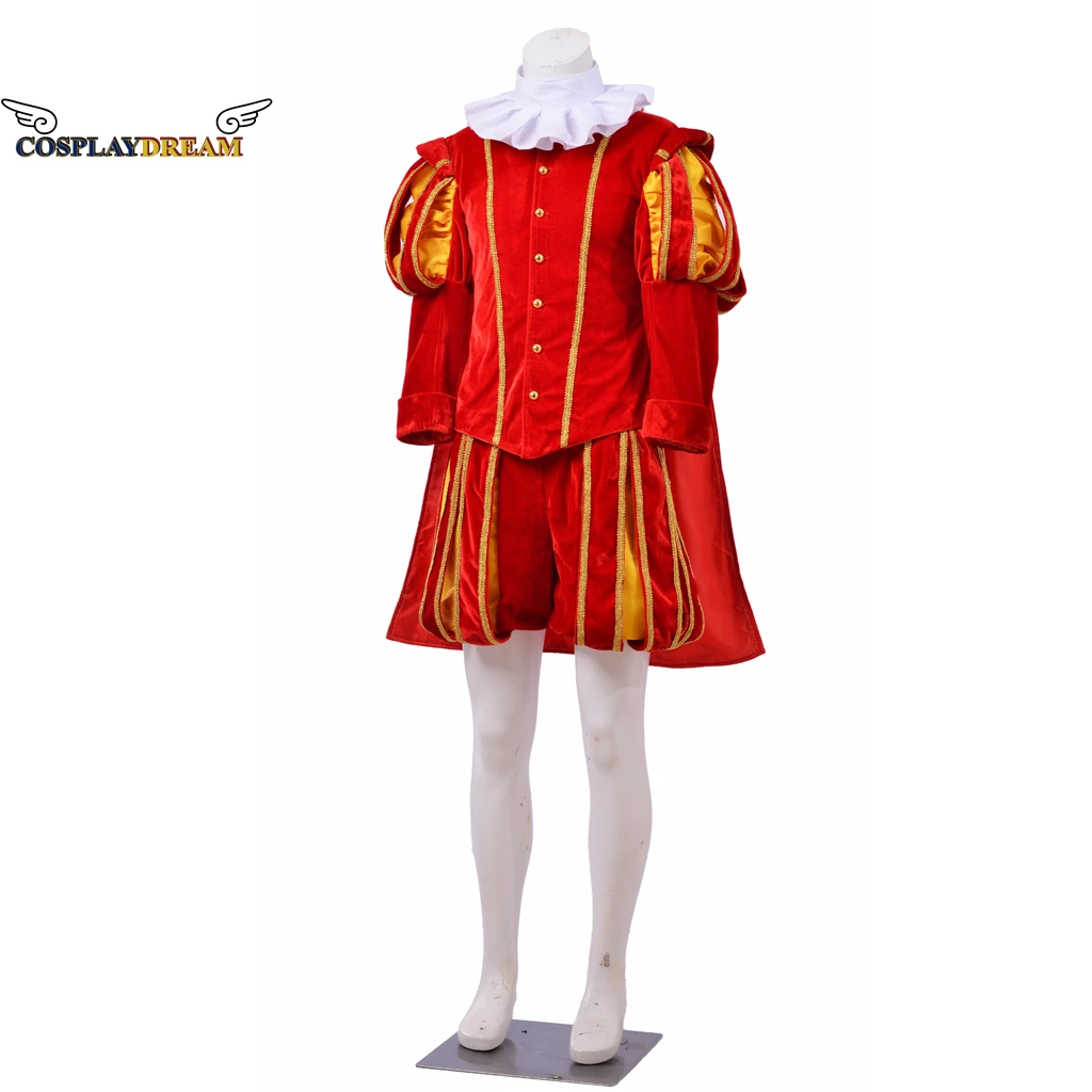 

Men's Medieval Tudor Elizabethan Costume Adult Queen Tudor Kings Cosplay Outfit Renaissance Tudor Elizabethan Top Pants Hat Suit