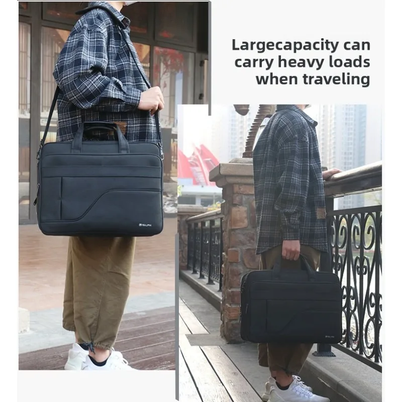 Business Oxford Cloth Briefcase Waterproof Shoulder Handheld Computer Bag for Travel Documents 15.6 Inch 17.3 Inch Laptops
