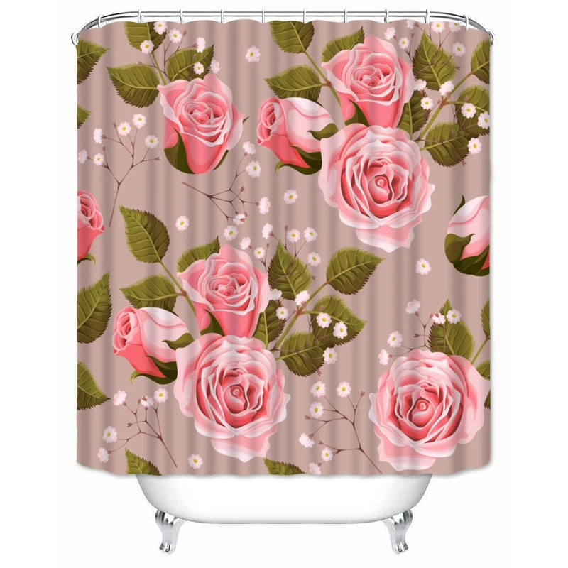 Peony Shower Curtains Bathroom Curtain With Hooks Decor Waterproof Bath 180*180cm Creative Shower Curtain