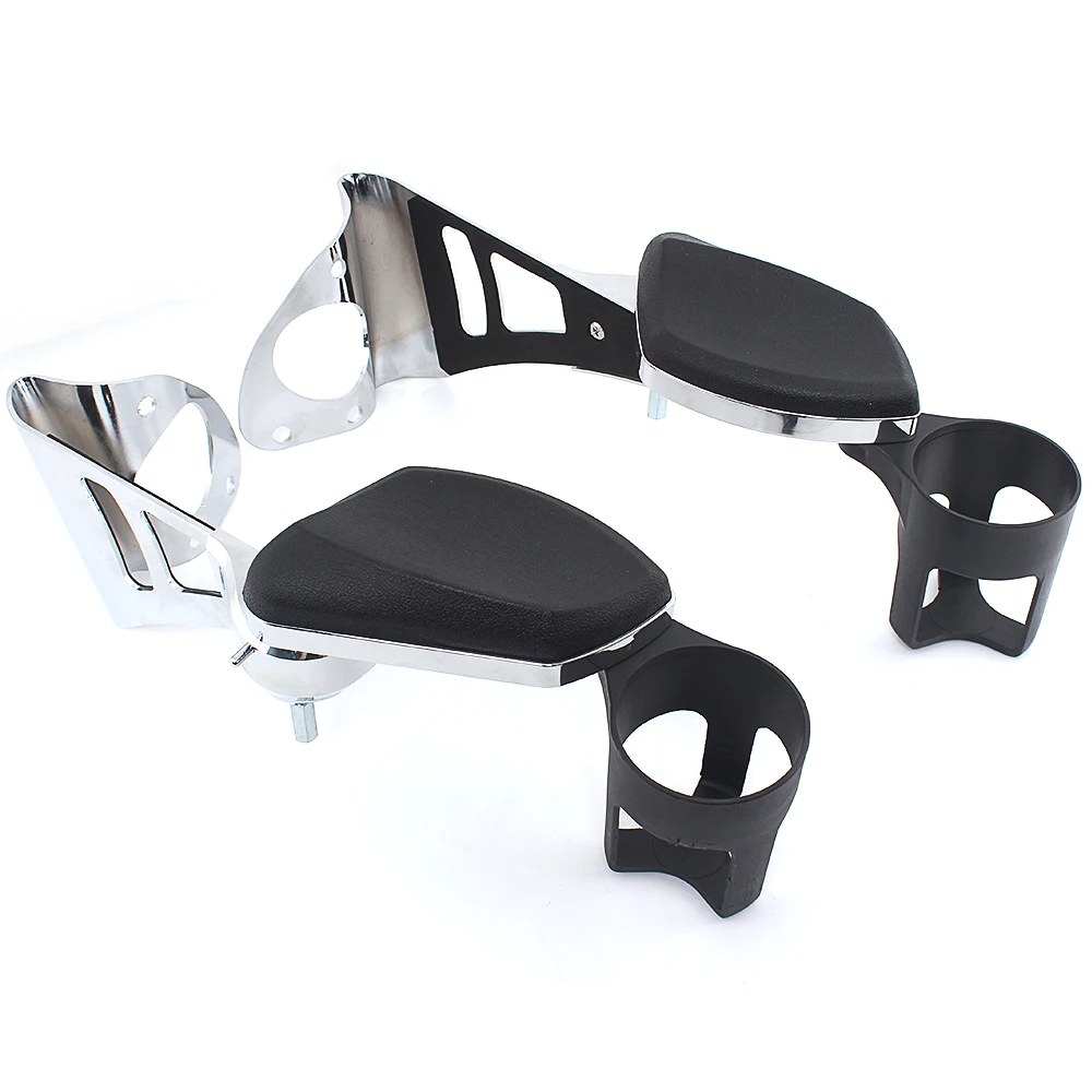 Motorcycle Adjustable Rear Passenger Armrests Drink Cup Holder For Harley Touring Electra Glide, Road Glide Ultra 2014-Up