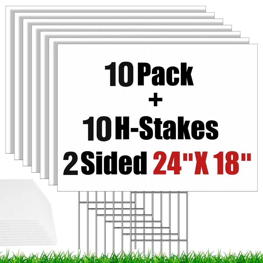 

Набор пустых садовых табличек с кольями, 24 x 18 дюймов, 18 x 24 дюйма, большие белые таблички для сада, таблички для распродажи на участке, из гофрированного пластика