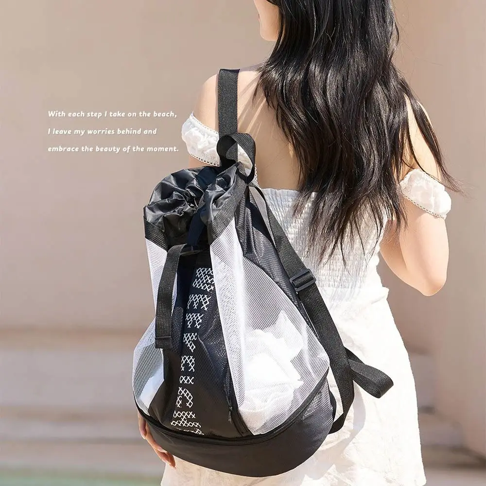 

Dry Wet Swimming Mesh Backpack Shoes Pocket Clear Cycling Storage Bag Breathable Large Capacity Visible Schoolbag Climbing