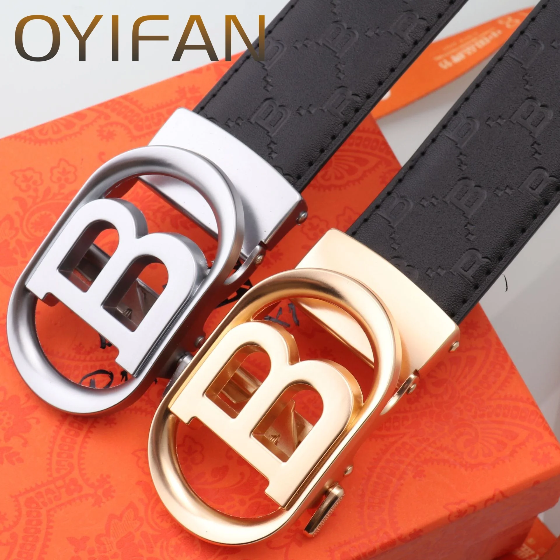 Новый мужской ремень 2025 года, кожаный ремень с пряжкой Letter B, ремень в дизайнерском стиле, деловой ремень, повседневный ремень