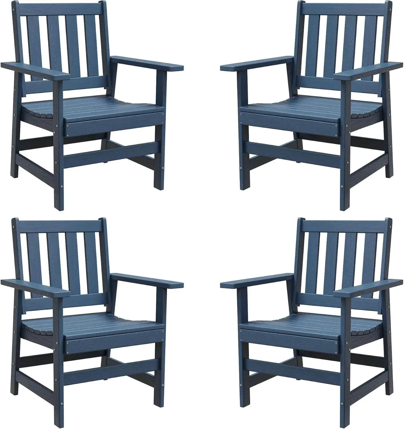 VICLLAX Patio Chairs Set of 4, Blue Outdoor Dining Chairs, All Weather HDPE Outdoor Adirondack Furniture for Lawn,Garden,Balcony