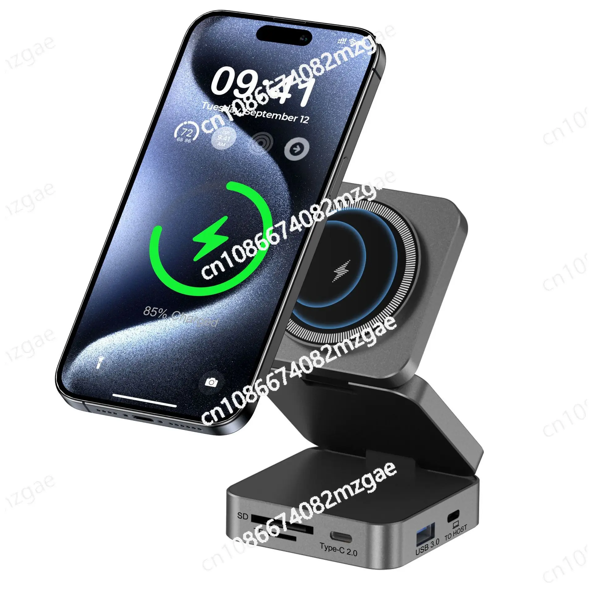 10 in 1 HUB docking station 15W aluminum alloy magnetic wireless fast charging hub external mobile phone computer USB hub