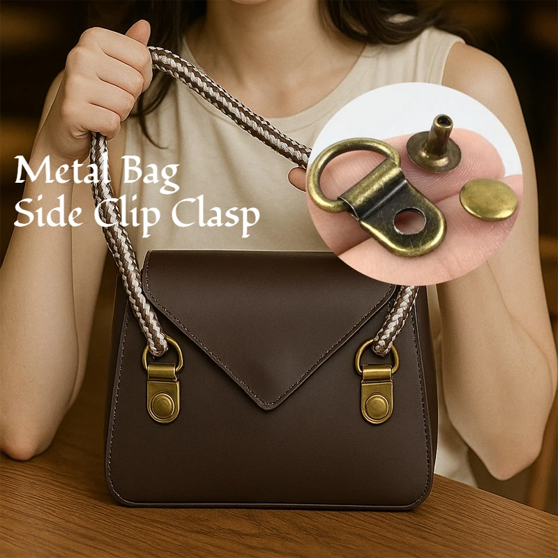 

50Sets 9*14mm D Ring Metal Buckles Bag Strap Side Clip Clasp Shoes Straps Eyelet Rivet Carabiner Clips Accessories for Handbags