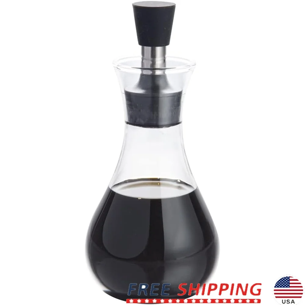 

Borosilicate Glass Oil Dispenser 8oz with Stainless Steel Spout Silicone Cap Freshness Drizzle Easy Cleanup Kitchen Use