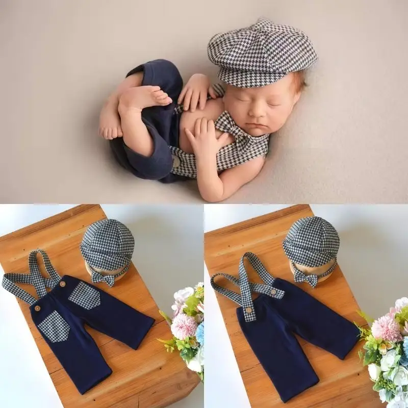 

Очаровательный детский берет для фотосъемки, кепка на подтяжках, комбинезон, костюм, детский комбинезон, удобный для мальчиков,