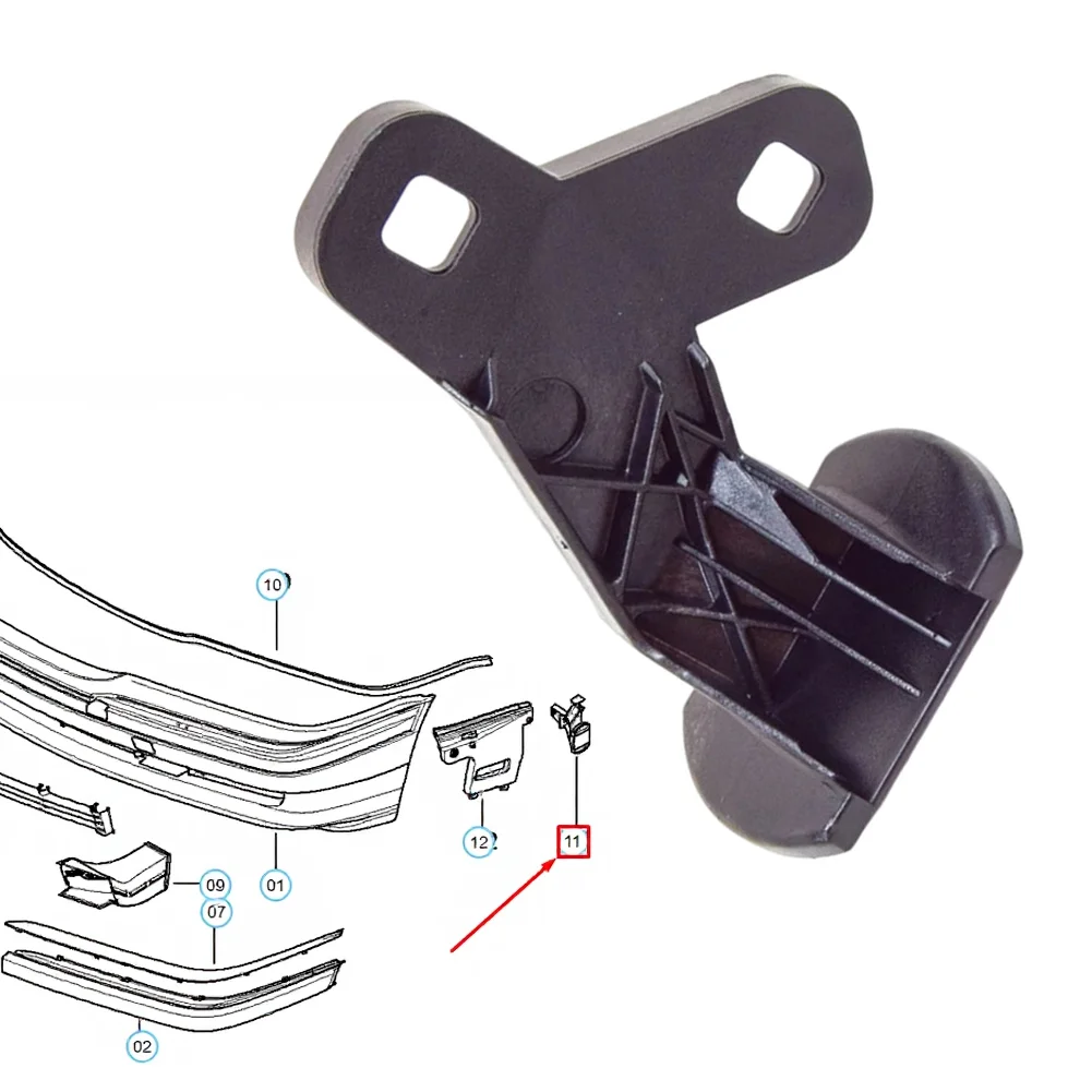 Front Bumper Cover Left Support Bracket For For BMW 7 E38 Black ABS Replacement Part 51118193157 Exterior Mouldings Trim Acce