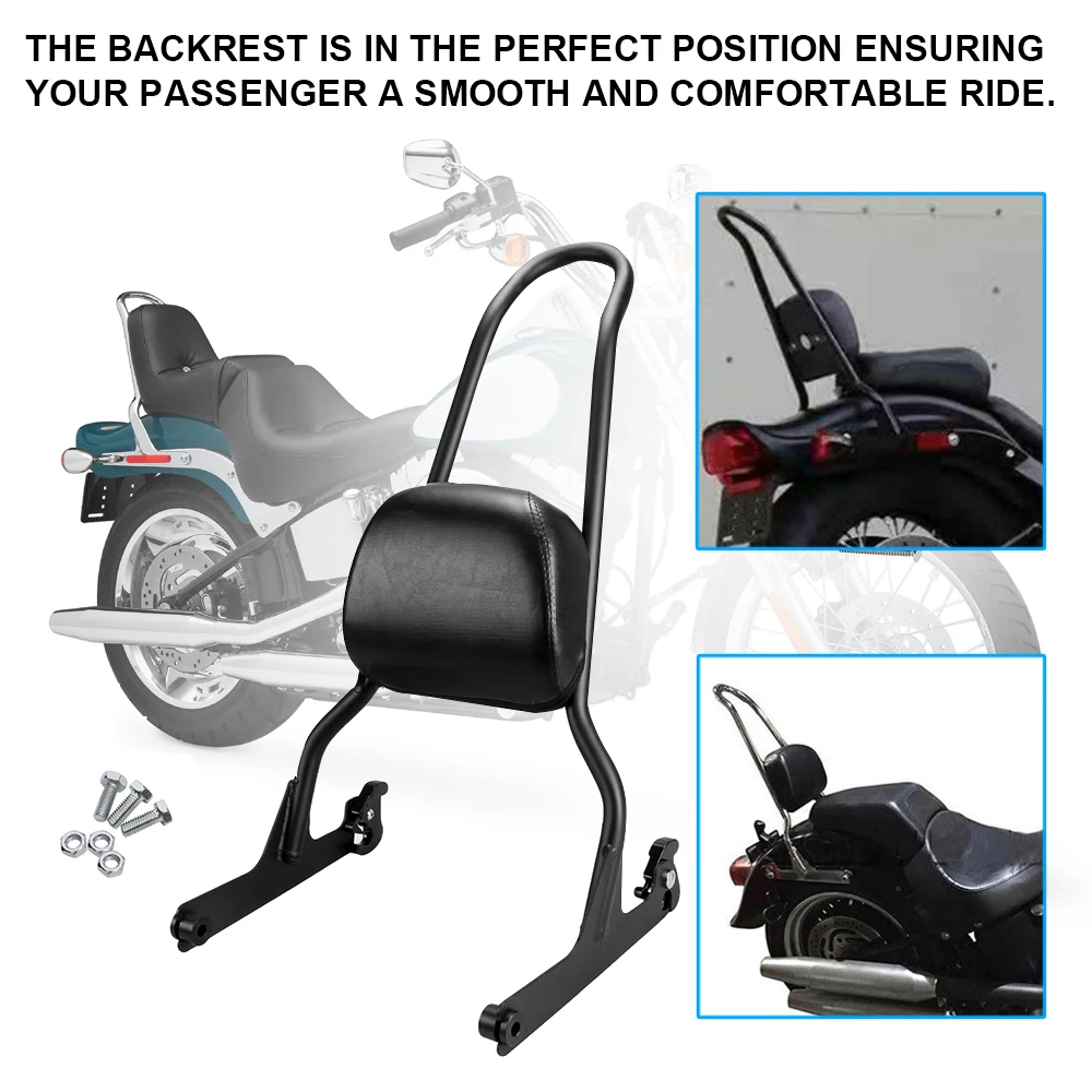 

Detachable Rear Passenger Motorcycle Backrests Sissy Bars Upright For Harley FLSTF FLSTFB FLSTFBS FLSTSB FXST FXSTB FXSTC FXSTS