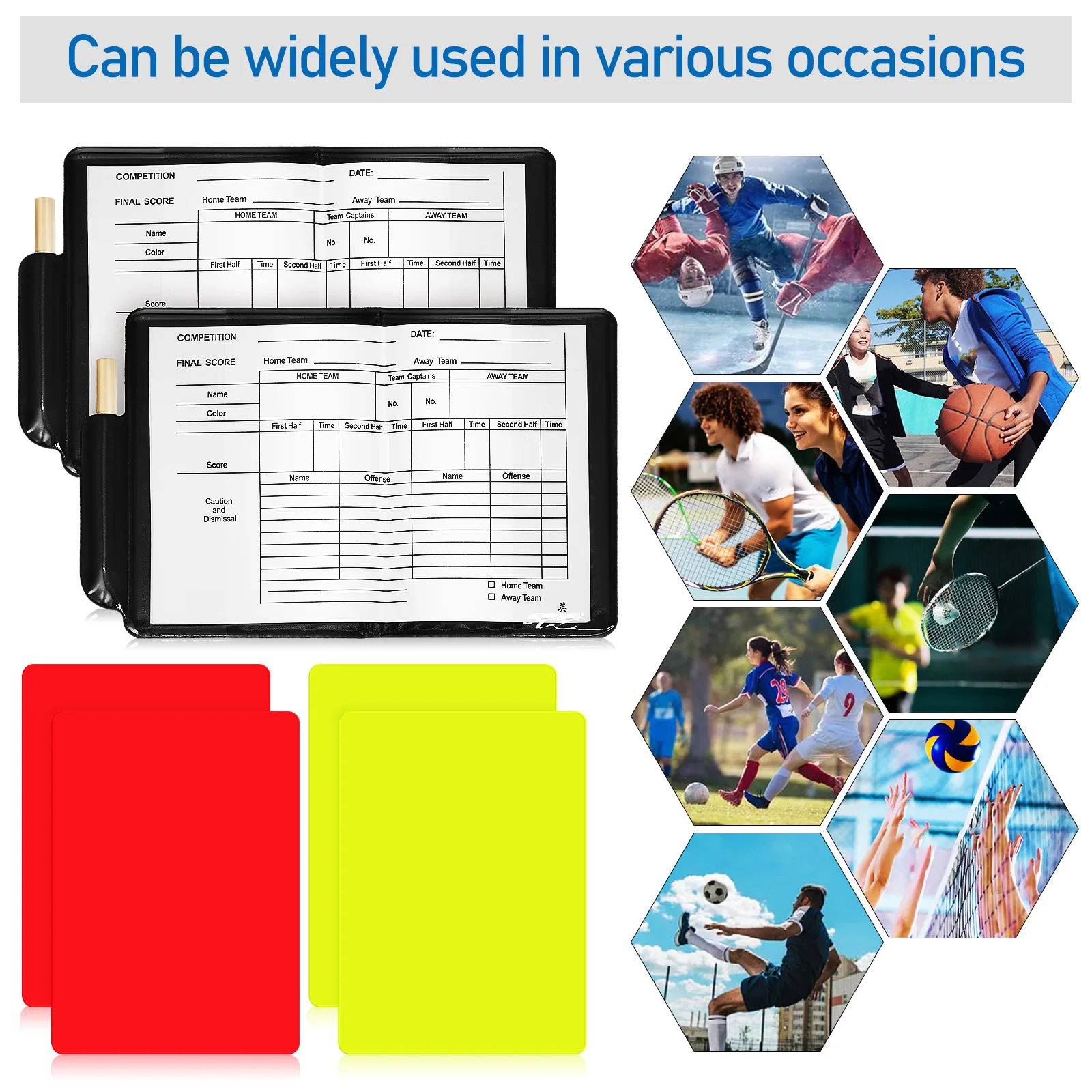 

2 set Red Yellow Card Set Soccer Tools Kit With Score Sheet Portable Referee Wallet Pvc Referee Accessories Sports Match Team