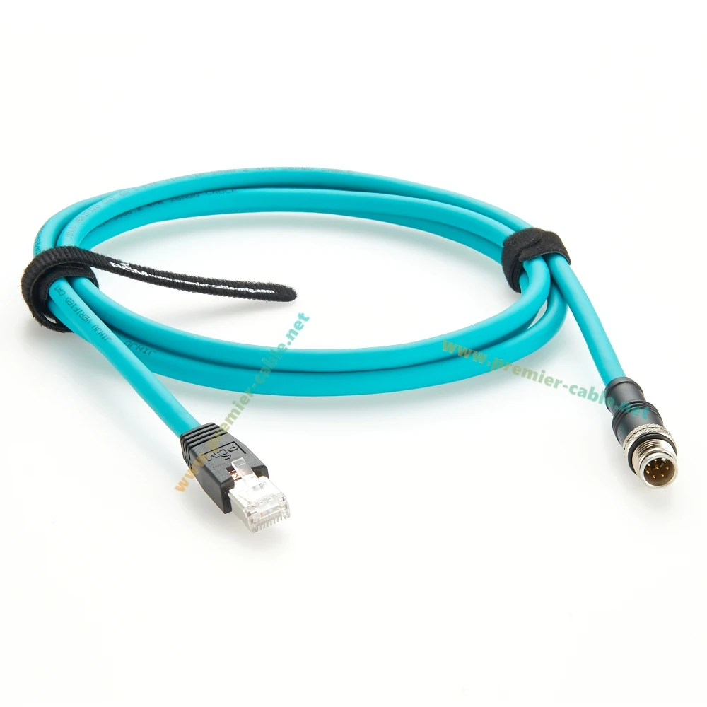 하이 플렉스 방수 산업용 카메라 케이블, Basler Cognex Keyence용 CAT6A 이더넷 케이블, M12 8 핀 A 코드 to RJ45 GigE Vision