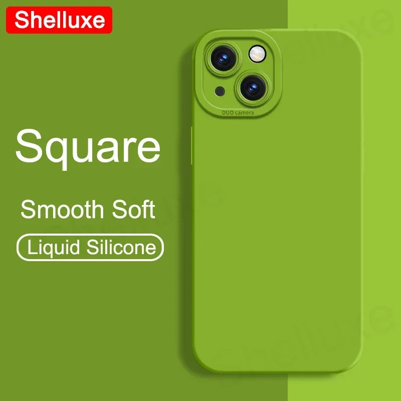 

For iPhone 11 12 13 14 15 16 Case Shelluxe Square Liquid Silicone Soft Cover For iPhone11 iPhone12 iPhone13 iPhone14 Phone Cases