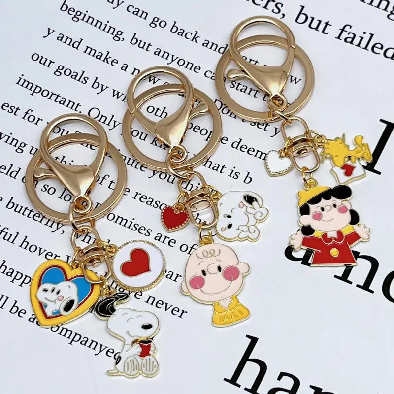 Anime Kawali Peanuts Snoopy Charlie Lucy Car Keychain Bag Pendant Diy Accessories Cartoon Cute Kids Toys Birthday Gift For Girls