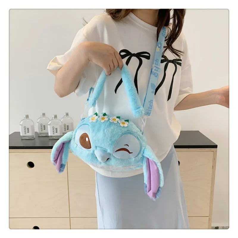 New Disney Cartoon Stitch Plush Cartoon Backpack Girls Cute Ins Shoulder Messenger Bag Parent-Child Gift