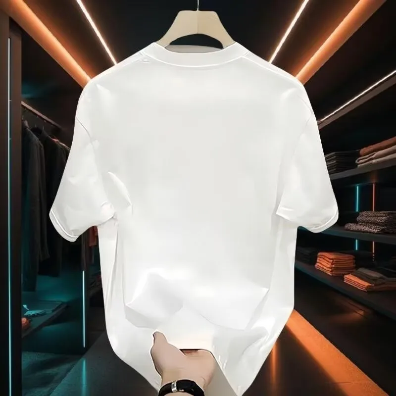 Summer new short sleeve T-shirt men 100% cotton printed round neck loose ins trend casual half sleeve men's body shirt image 4