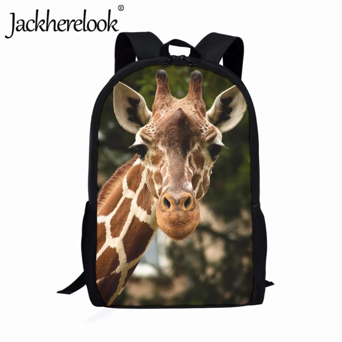 

Jackherelook 3D Animal Pattern Giraffe Book Bags Kids School Bags Fashion Backpack for Middle School Students Practical 17 inch