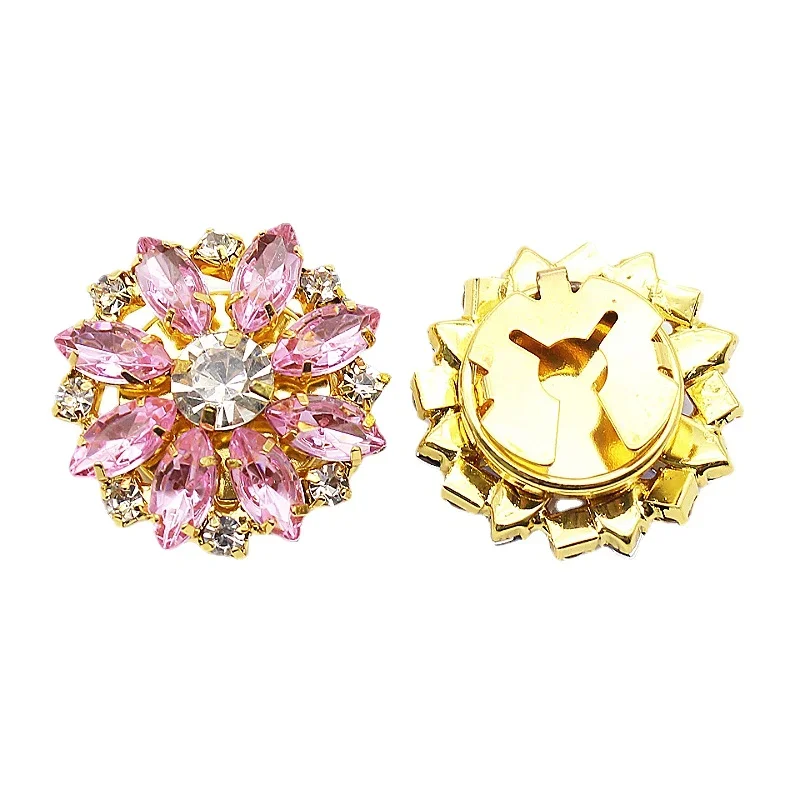 26mm Korean Crystal Flower Glass Rhionestone Cufflinks Buckle Hand Sewn Coat Clothing Water Droplet DIY Jewelry Accessories