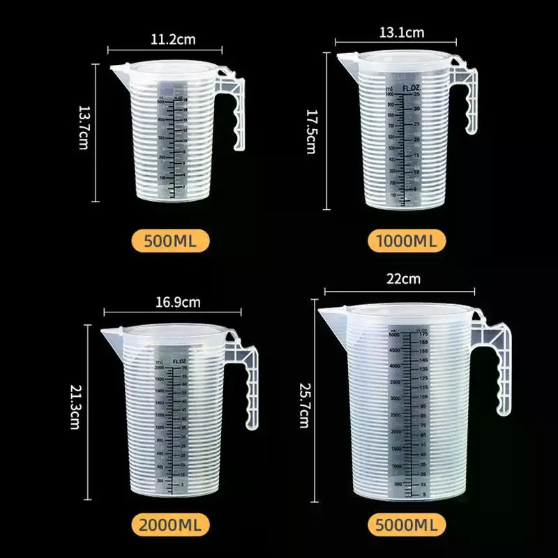 Large Plastic Measuring Cup 500ml 1000ml 2000ml 3000ml 5000ml Food Grade with Scale for Accurate Kitchen Baking Mixing