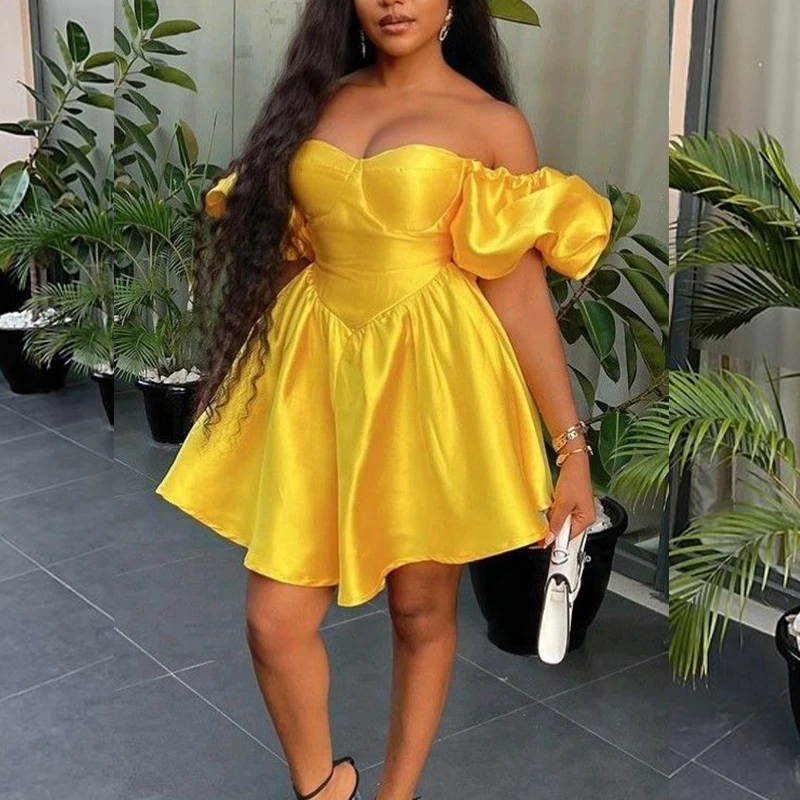 Yellow Short Prom Dresses for Women Off Shoulder A Line Little Dress Homecoming Birthday Party Gowns Cocktail Dress Customized