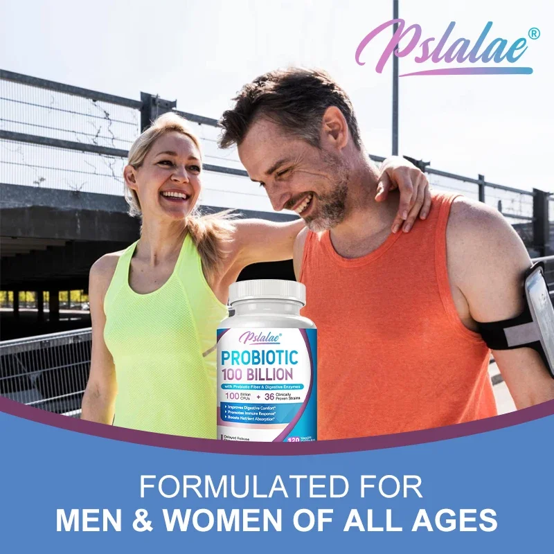 Premium Probiotic, 100 Billion CFU, with Organic Prebiotic Fiber and Enzymes To Support Adult Digestion and Immune System