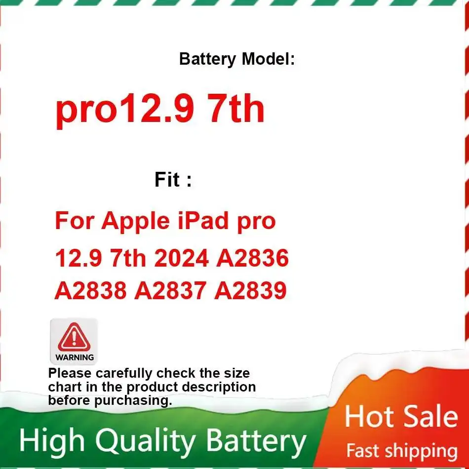 Tablet Battery For Apple iPad Pro 12.9 7th 2024 A2836 A2838 A2837 A2839 pro12.9 Replaceable