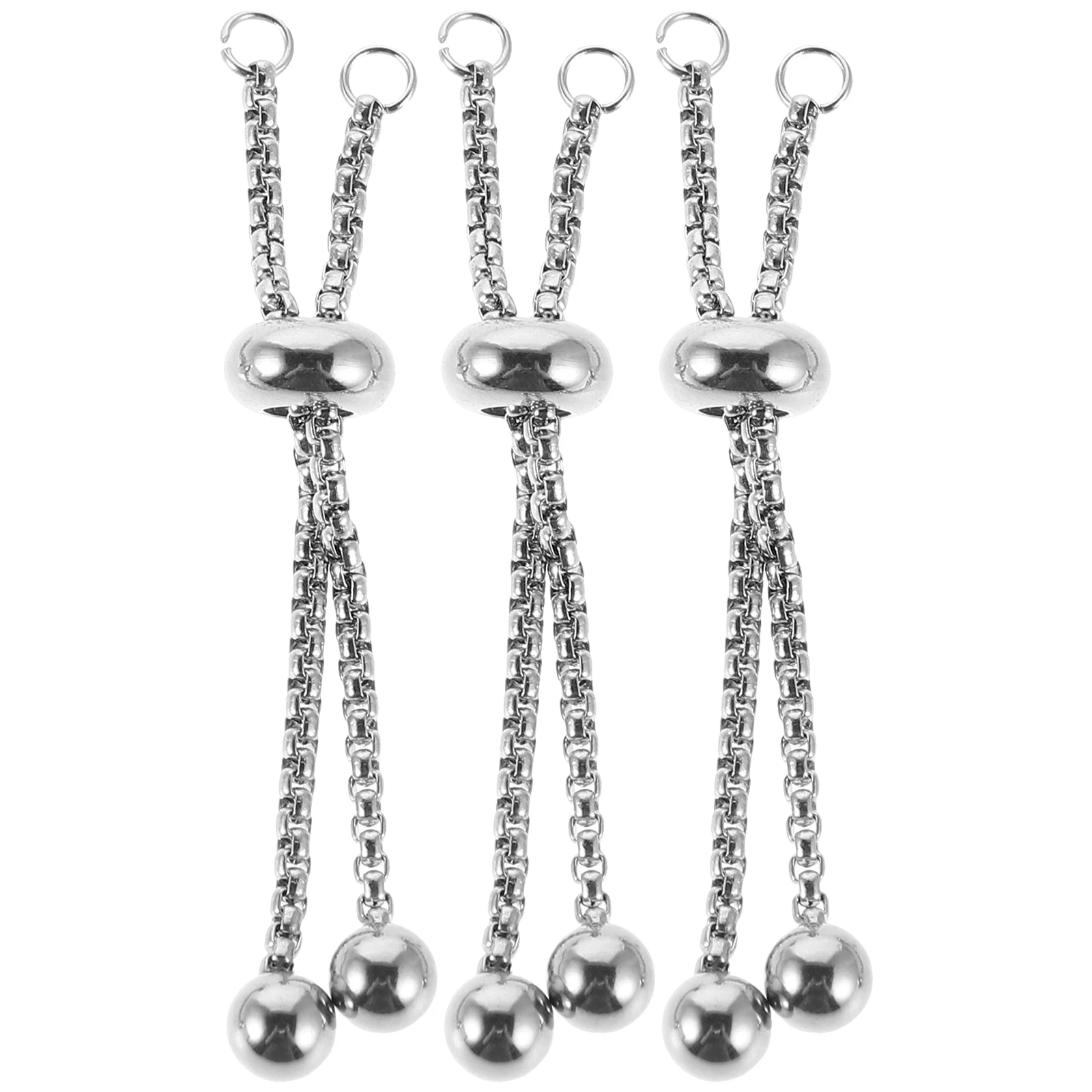 

3pcs Stainless Steel Pearl Adjustable Bracelet Extender Chains Durable Vacuum Plating Stretchable Slider Accessories