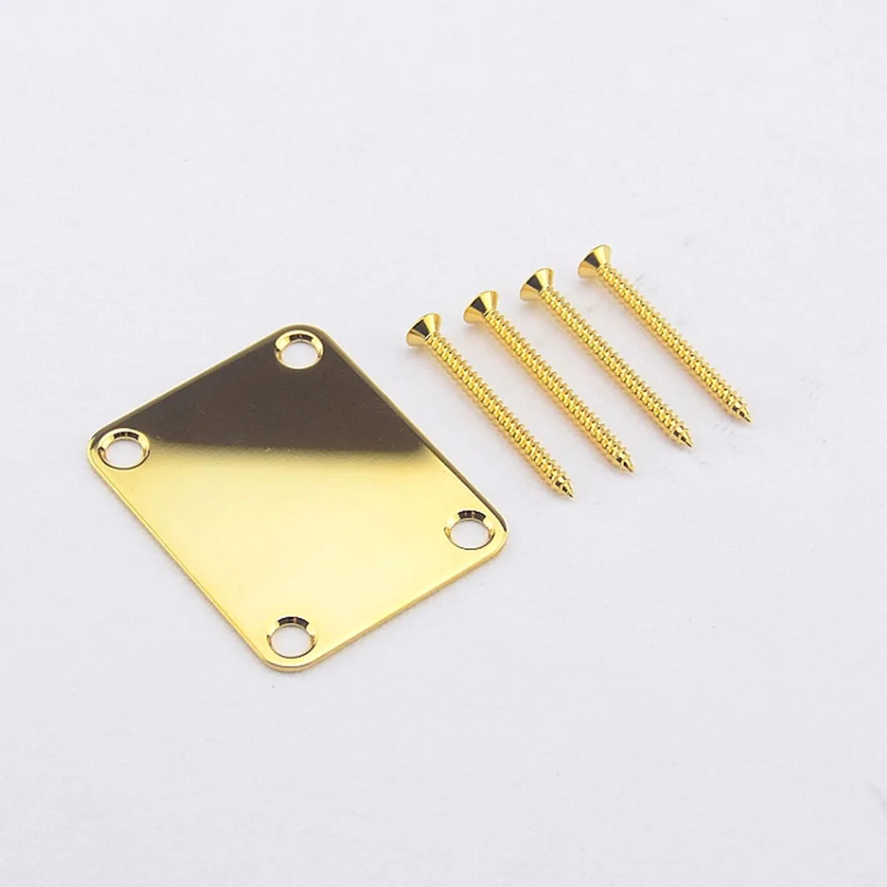 

3pcs Guitar Neck Plate Metal Electric Bass Neck Joint Plate Strength Connecting Board Durable Ergonomic Design Golden Easy