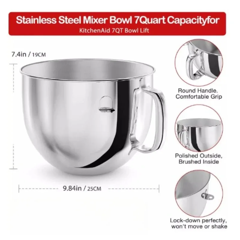 

Подходит для чаши KitchenAid 7qt KA7QBOWL из нержавеющей стали