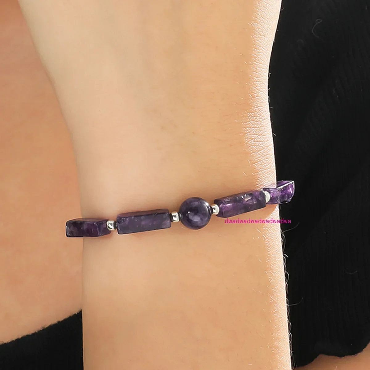 Natural amethyst square bead bracelet women's simple fashion charm bracelet