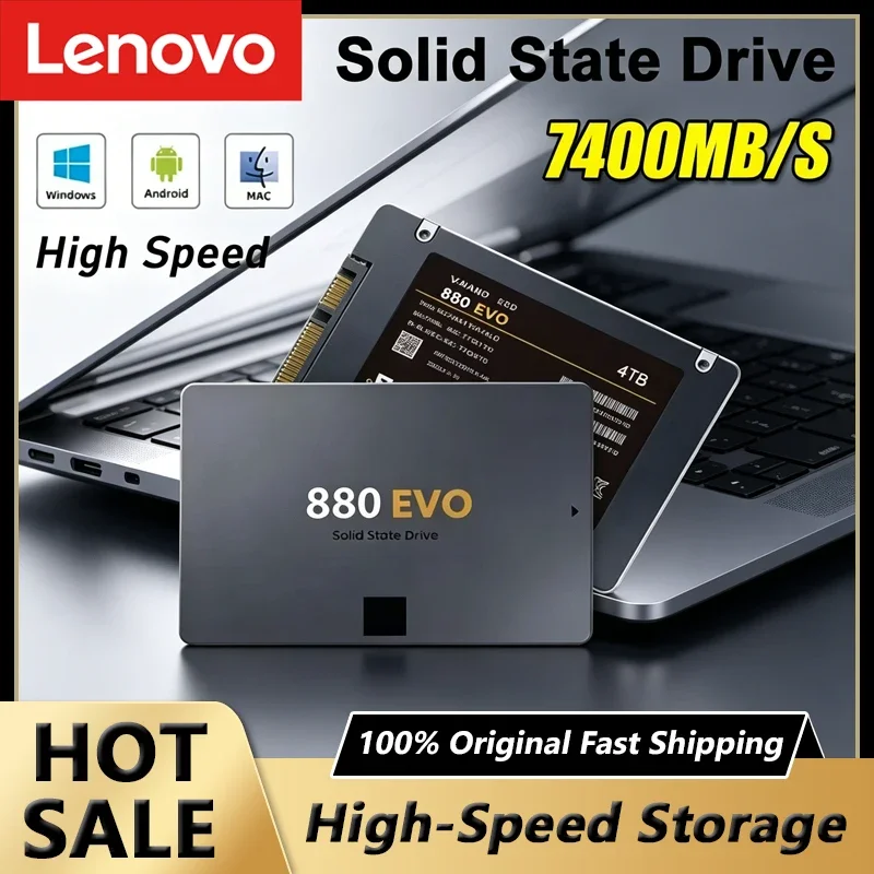 

Новый SSD-накопитель Lenovo 880 EVO 2 ТБ/4 ТБ, внутренний твердотельный накопитель SATA 3.0 MLC 2,5 дюйма для ноутбуков, настольных ПК, PS4, PS5