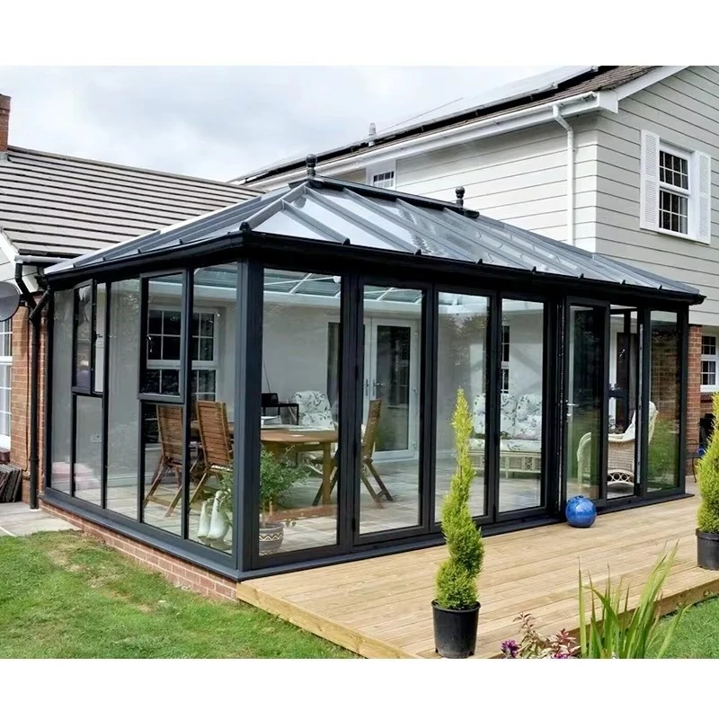 Winter Garden Aluminum Sunroom Glass House Conservatory Double Glazed Retractable Glass Room for Villa Patio Backyard
