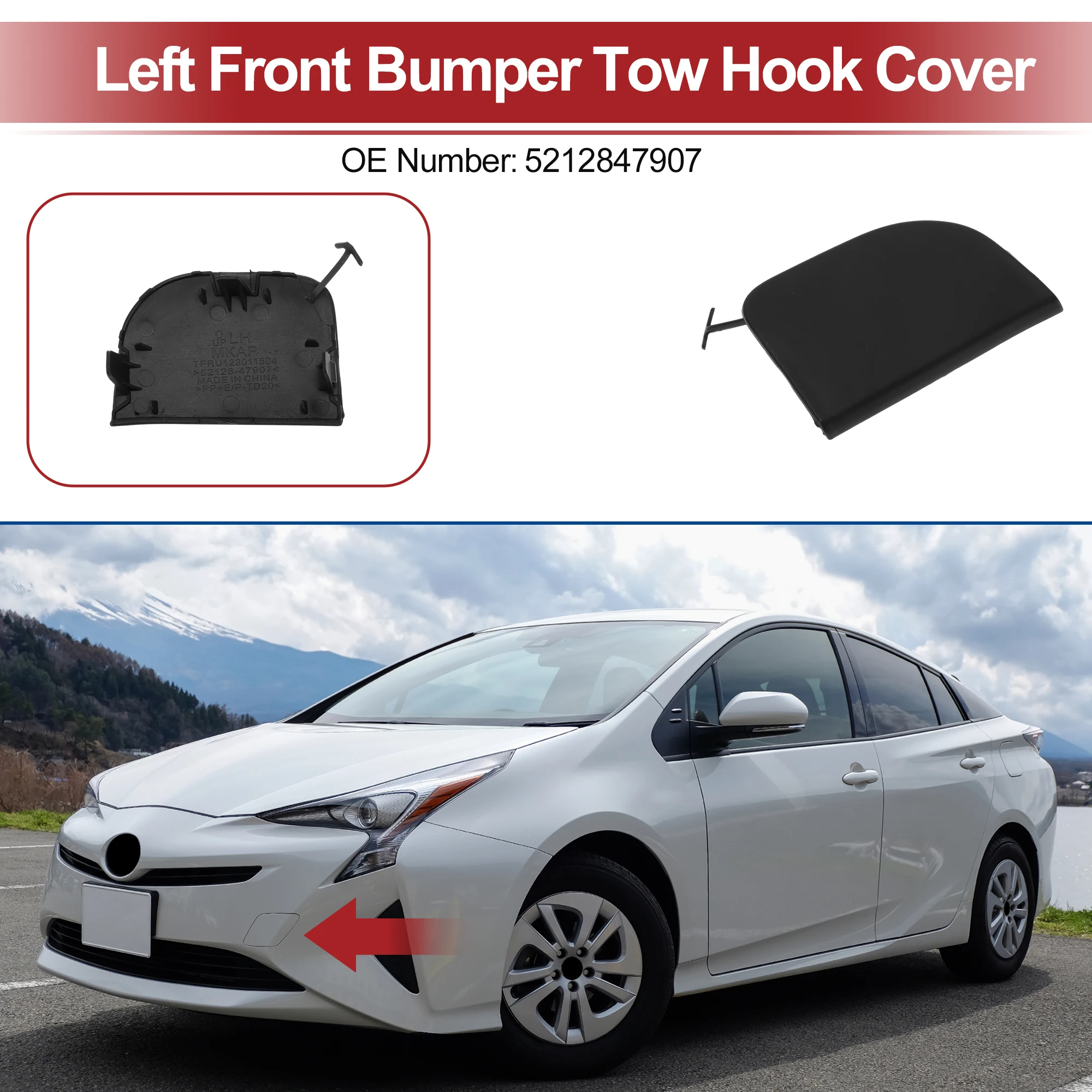 UXCELL Left Front Car Tow Hook Cover Cap for Toyota Prius 2012-2015 No.5212847907