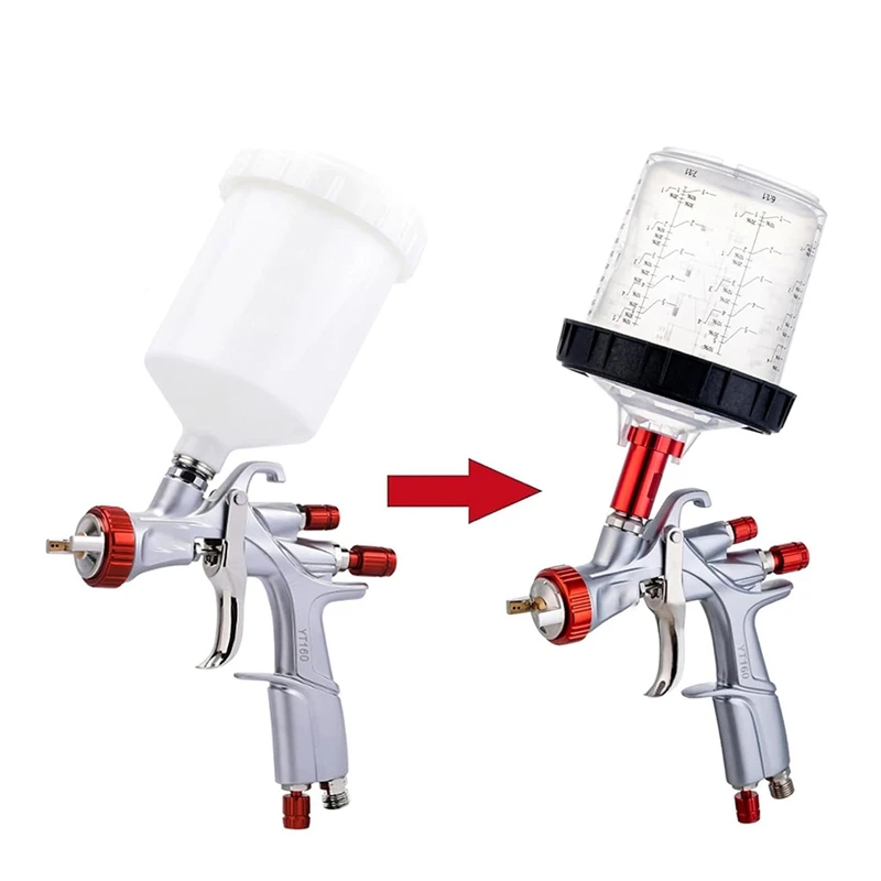 Cangkir Pencampur Cat Sekali Pakai untuk Pistol Cat Otomotif, Cangkir Penyemprot Cat Udara dengan Adaptor Cangkir Kit 20 Ons (600Ml)